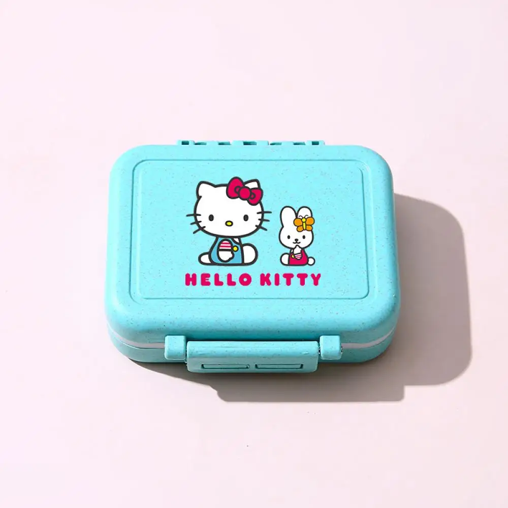 Sanrio Hello Kitty Mini Portable Pill Cases Moisture Proof Seal Ring Pills Organizer Case 3 Grids Travel Waterproof Pill Box