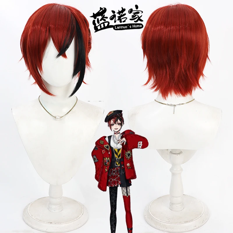 

Game Anime Riddle Rosehearts Cosplay Wig Twisted Wonderland Teased Roots Black Streaks Heat-Resistant Fiber Synthetic Hair