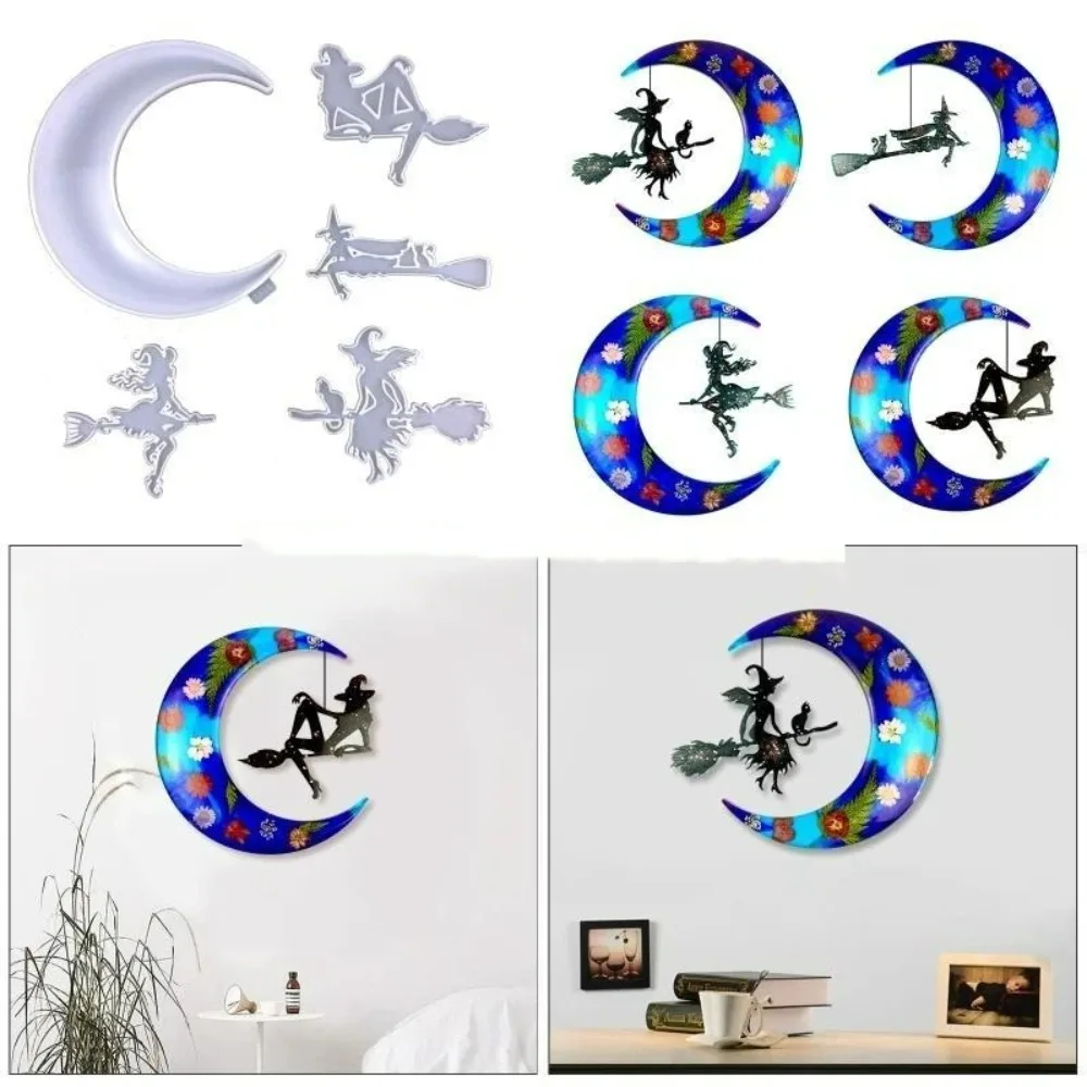 5PCS Unique Silicone Wall Decor Mold Resin Pendant Ornament Mold for DIY Crafts Jewelry Tool