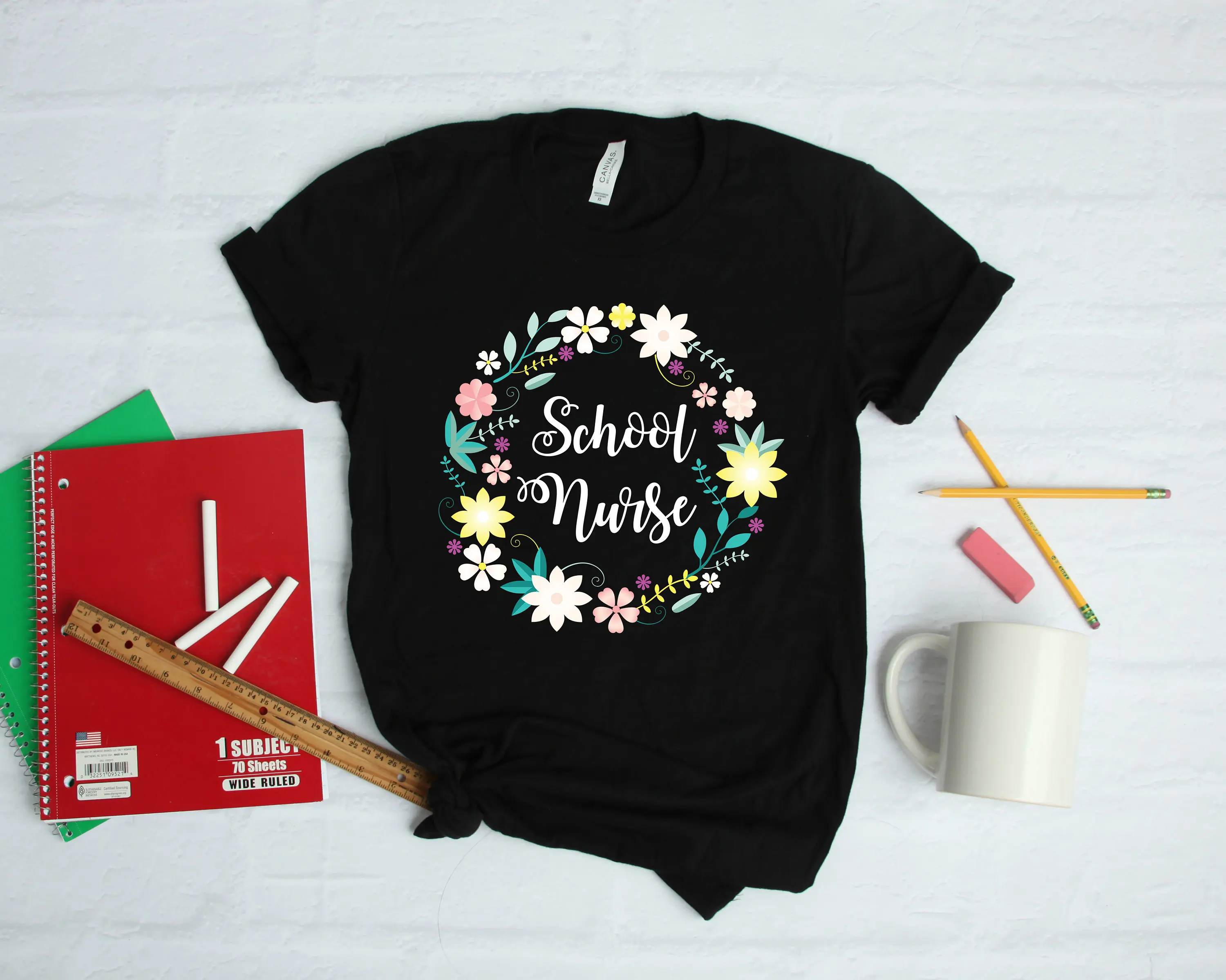

School Nurse Cute Flowers T Shirt SweaT Long Sleeve Apparel