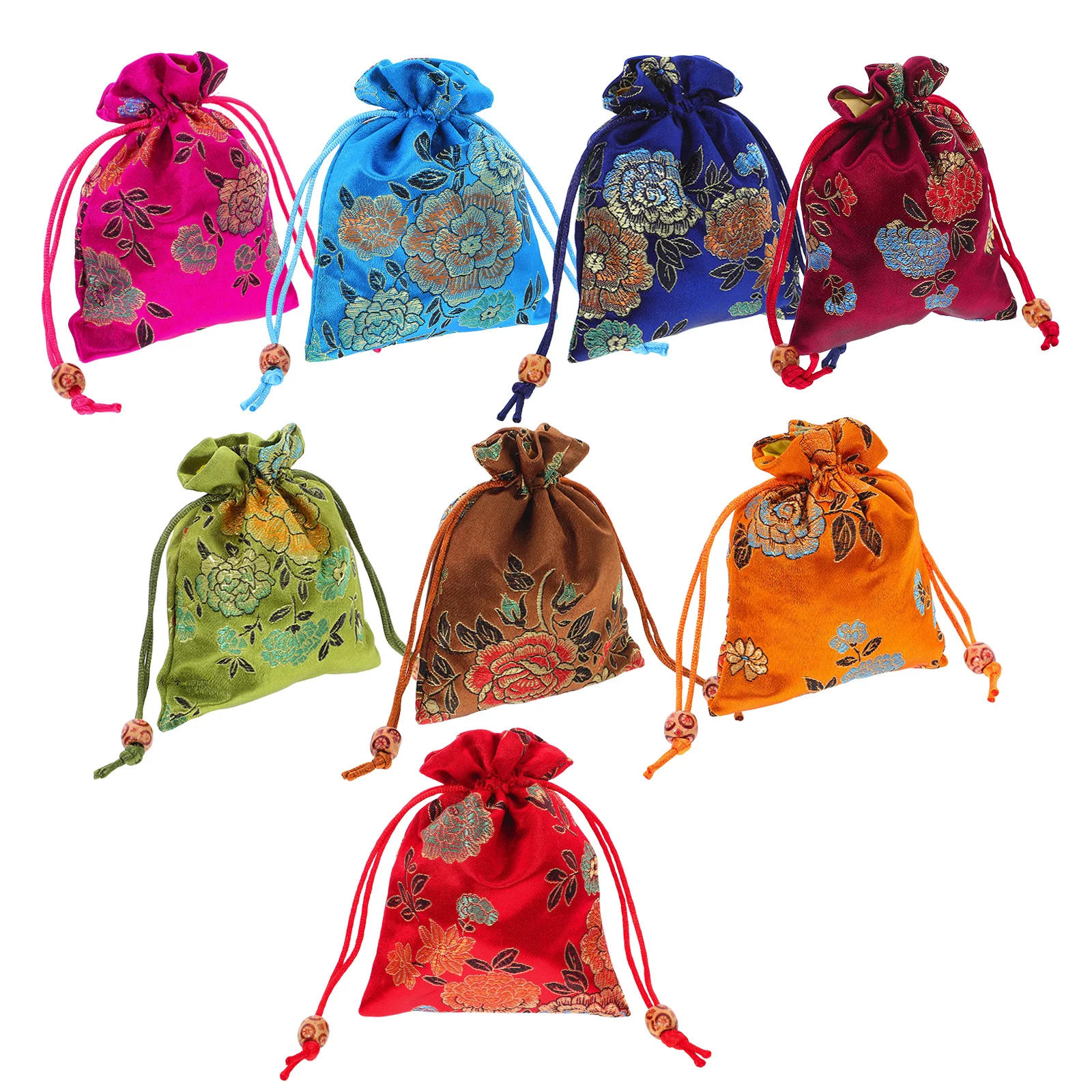 

8 Pcs Drawstring Pockets Embroidery Mesh Jewelry Pouches Necklace Convenient Bag Bridesmaid