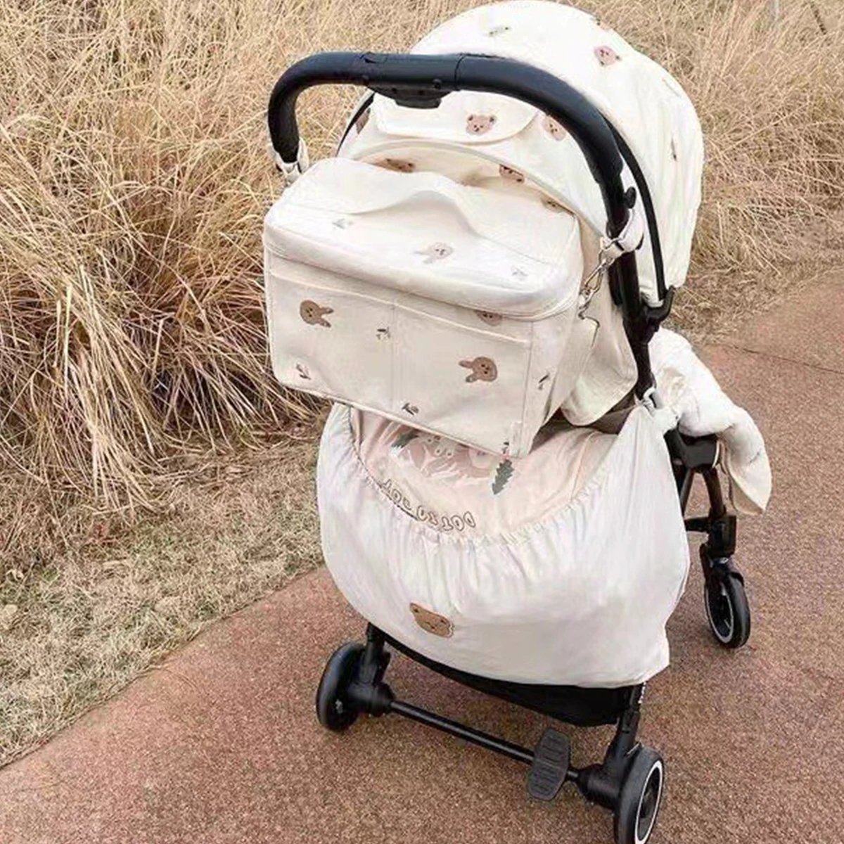 Cute Bear Insulation Bag Baby Stroller Storage Mommy Portable Outing Warm Bottle Diaper Pouch Home Multifundtional Organization