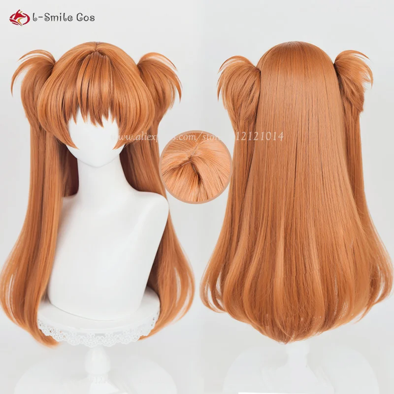 Anime EVA Asuka Langley Soryu Cosplay Wig 68cm Orange Brown Wig Heat Resistant Hair Asuka Langley Soryu Cosplay Hairpin Props