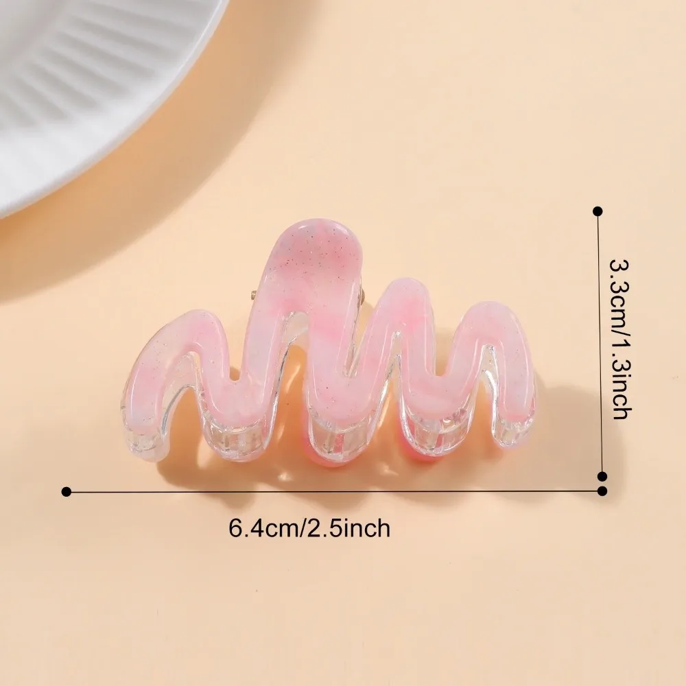 

Fashion Jelly Color Wave Style Hair Claw Decorative Acrylic Hair Clip Large Geometric Hair Clamps for Women Girls