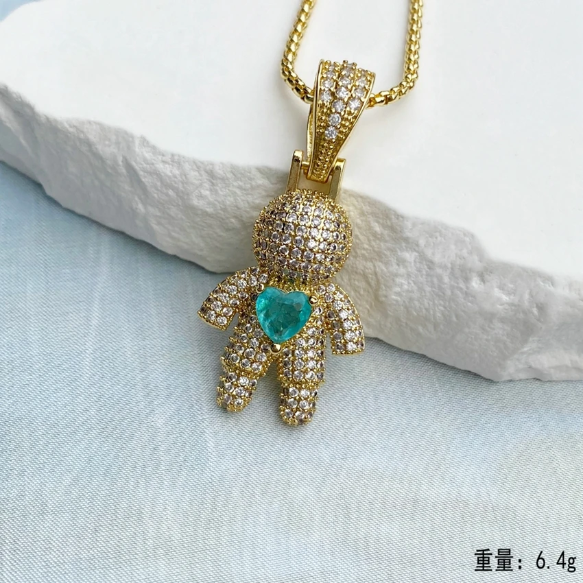 Fashion Jewelry New Style Children Little Boys Girls DIY Pendant Gold Plated Inlaid Zircon Love Button Necklace for Women