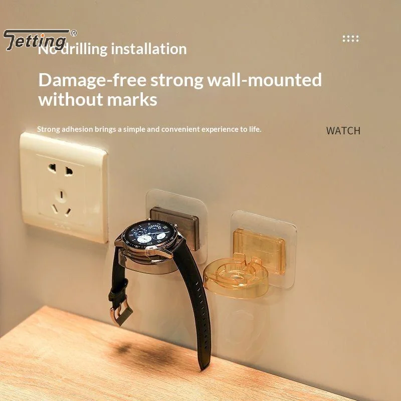 Adhesive Wall Mounted Smart Watch Charging Stand No Drilling 2 In 1 Storage Charging Function For Home Bedroom Office Use