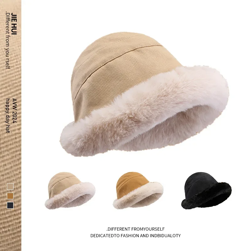 

Korean Plush Thickened Warm Balaclava Fisherman Hat Fashion Winter Windproof Warm Mongolian Hat Beanie Hat Women Beret Women