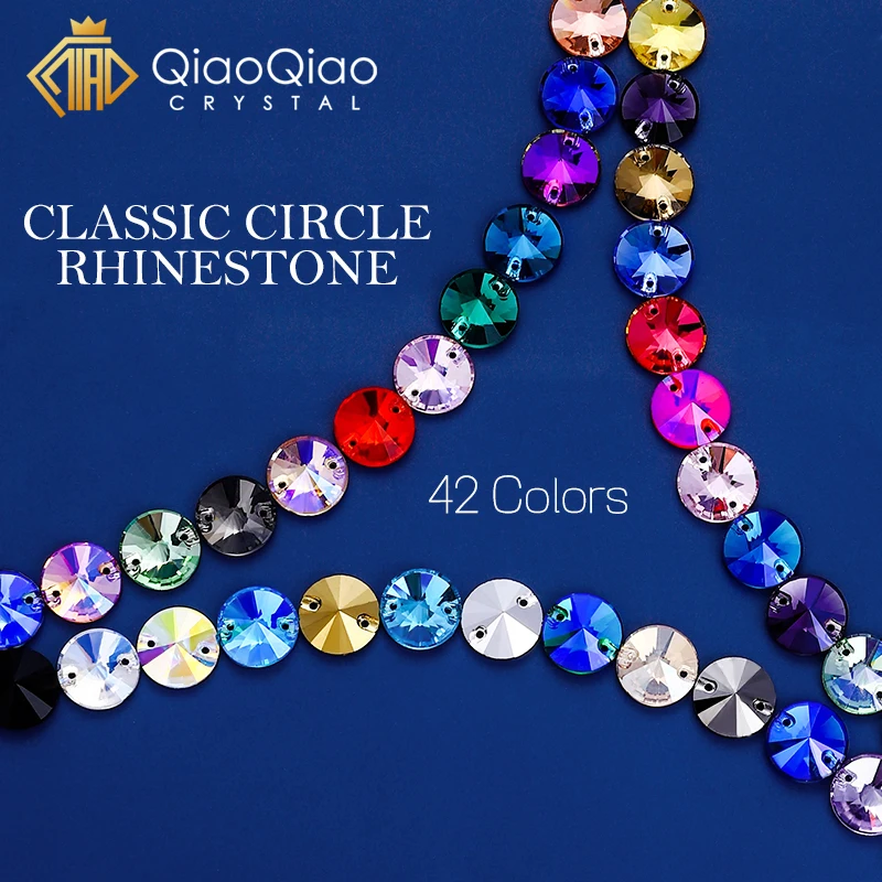 QIAO 42 Farben Rivoli Kristallglas Top Qualität Flatback Nähen Steine Nähen auf Strasssteine Für Handarbeiten Taschen Kleidungsstück Strass DIY – Detail 3