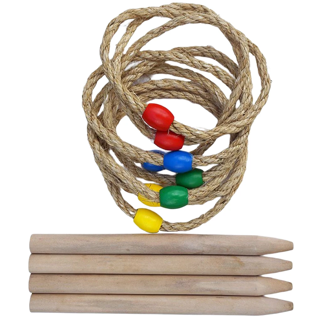 

Interactive Wood Ring Toss Game Handmade Beach Throwing Ring Kids