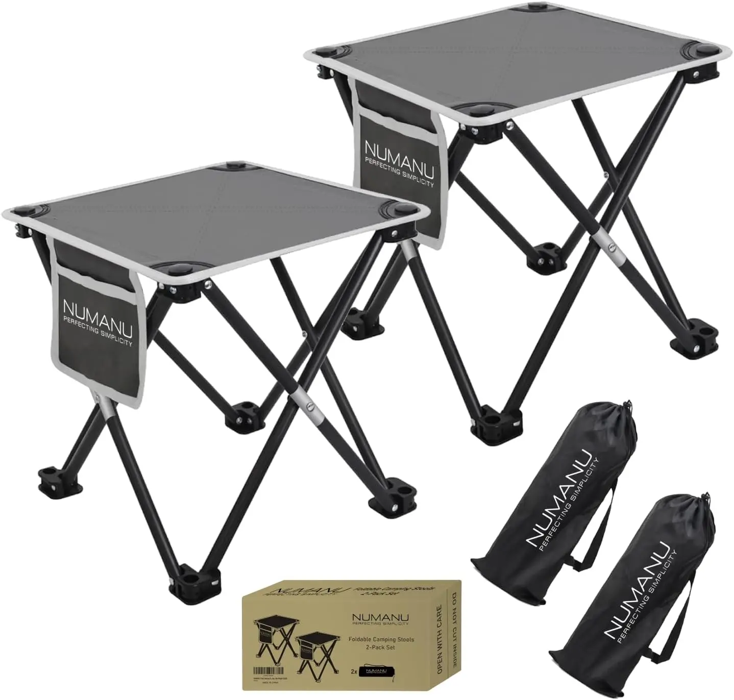 

Portable Camping Stool 2-Pa & Carry Bags, Foldable Travel Seat Or Retractable Foot Rest For Outdoors, Portable Folding Up Stool