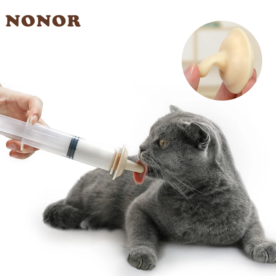 NONOR Pet Feeding Nipple for Newborn Dog Cat Hamster Feeding Pacifier Medicine Feeding Pets Oral Syringe With Silicone Nipple