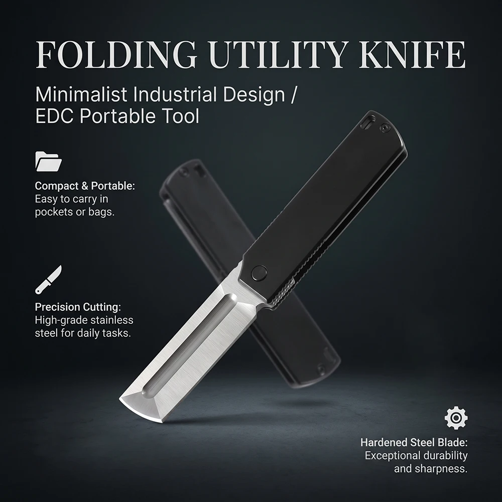 Folding Knife 5915, Outdoor Camping Hiking Portable Pocket Knife, EDC Daily Carry Tool, Steel Handle