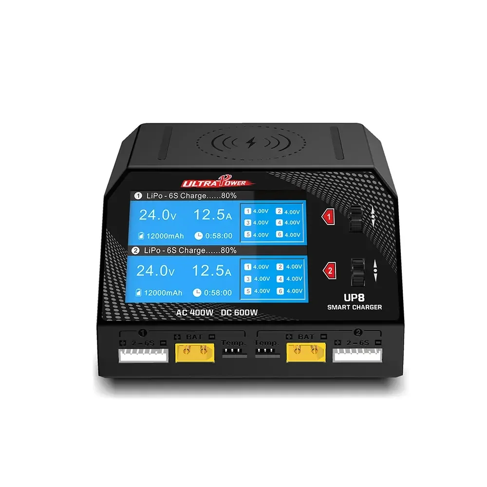 Ultra POWER UP8 แบตเตอรี่ Charger Dual Channel 2x16A AC 400W DC 600W LiPo LiHV LiIon LiFe NiCd NiMH BALANCE Charger Discharger