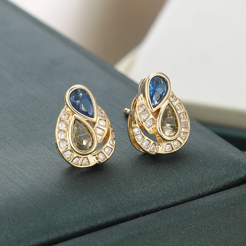 Vintage Tear Drop Dual Tone Earrings for Women's Statement Earrings Suitable for Weddings Brides Daily Wear Party Jewelry Gifts