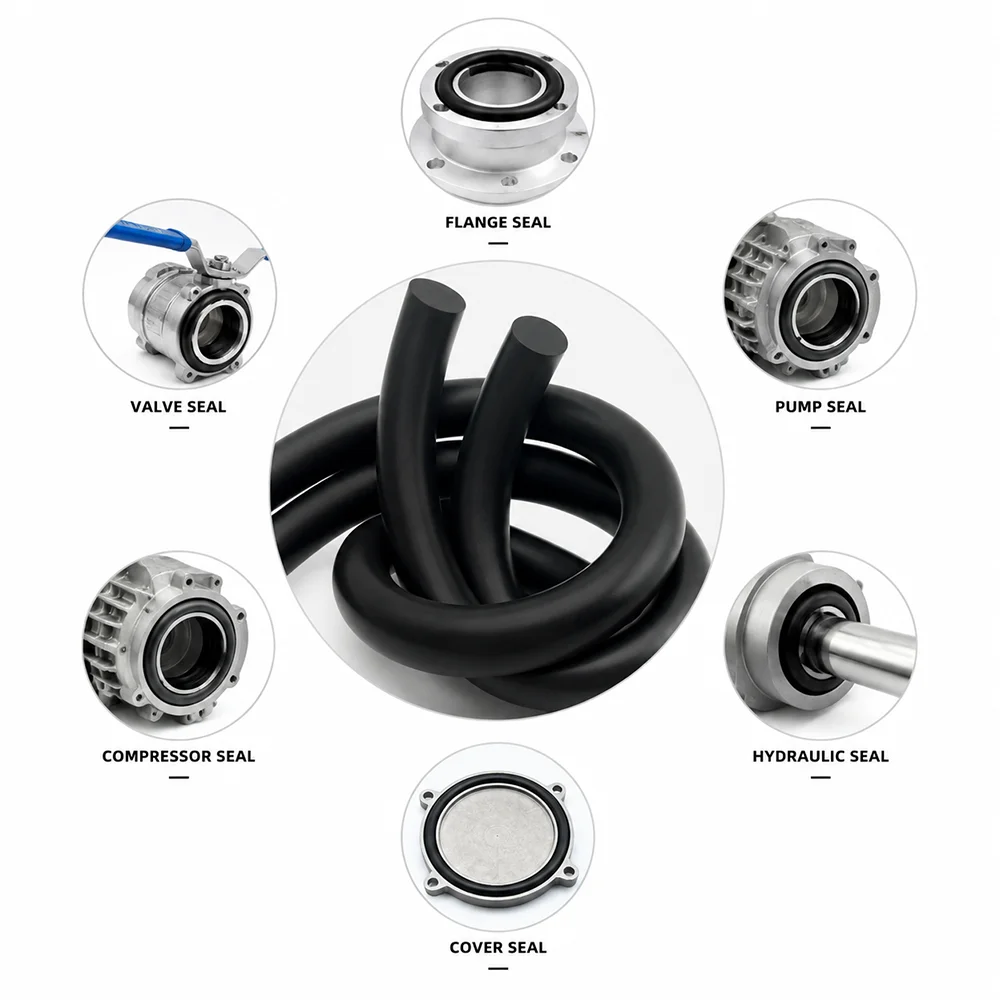 Black FKM Sealing Strip ID 1.5~10mm High temperature resistant/instrument micro oil supply permeation resistant conduit