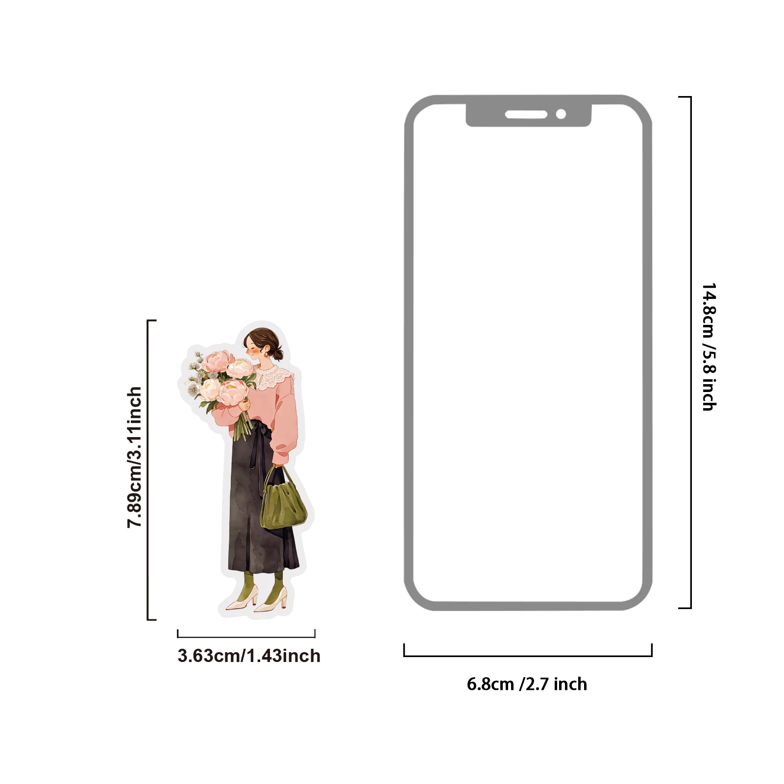 Etori Life Flower Shop Model Girl Pattern PET Sticker Pack is suitable for laptops, phone backs, water bottles, diaries, postcards and envelopes, scrapbooking supplies, office decoration items, student gift bags, artistic aesthetics, Korean stationery, children's stickers, and gifts for friends