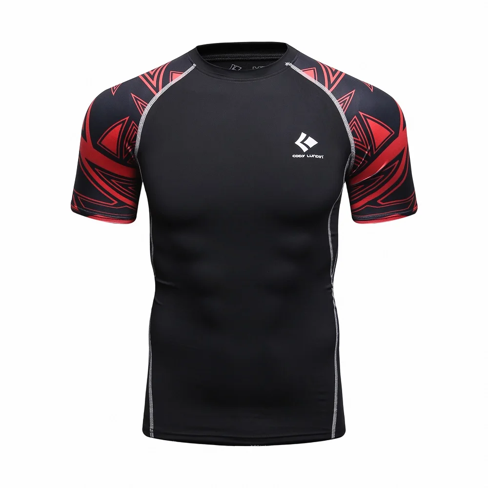 Cody Lundin Polyester Trunk Rash Guard Men Compression Surfing Beach T-shirts Sublimation Short Sleeve Muscular Training Jersey