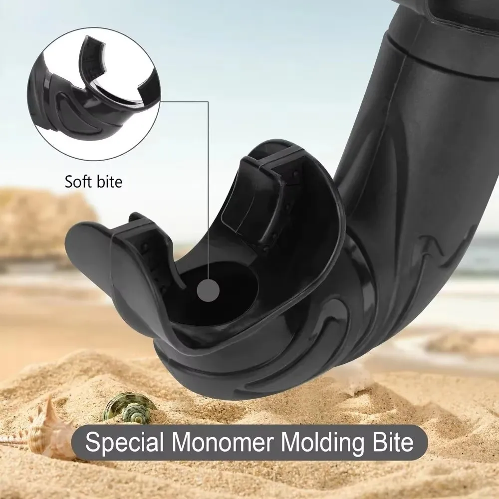 Easy Carry Soft Silicone Diving Snorkel Anti-Drop Portable Swimming Snorkel Arc-Bite Comfortable Snorkeling Snorkel Freediving