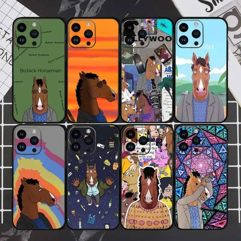 Cartoon B-bojack Horsemans Phone Case For iPhone XS XR 11 12 13 14 Pro Plus Promax Shell black case