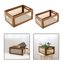 Decorative Rustic Basket Wood Storage Crate Box Nesting Basket Bins Rustic Decorative Organizer Fruit Box Desktop Baskets