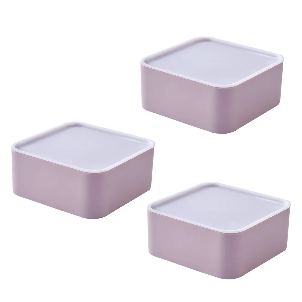 

3pcs Pink Plastic Storage Boxes Stackable Drawers with Lids Small Size for Desktop Organizing Container Keeps Room Tidy Clean