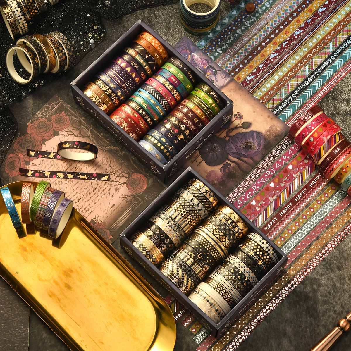 

Набор из 36 рулонов винтажной ленты васи, декоративная лента с геометрическим узором и горячим тиснением для скрапбукинга, планеров, дневников, идея для подарка своими руками