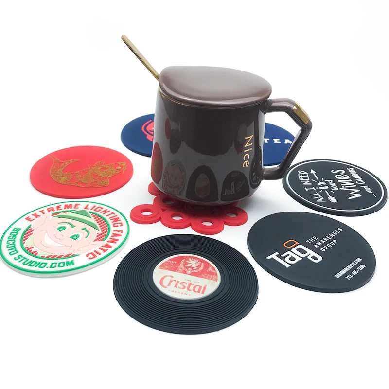 Personalized Silicone Coaster Sets, Customized Logo, Cup, Drink Mat