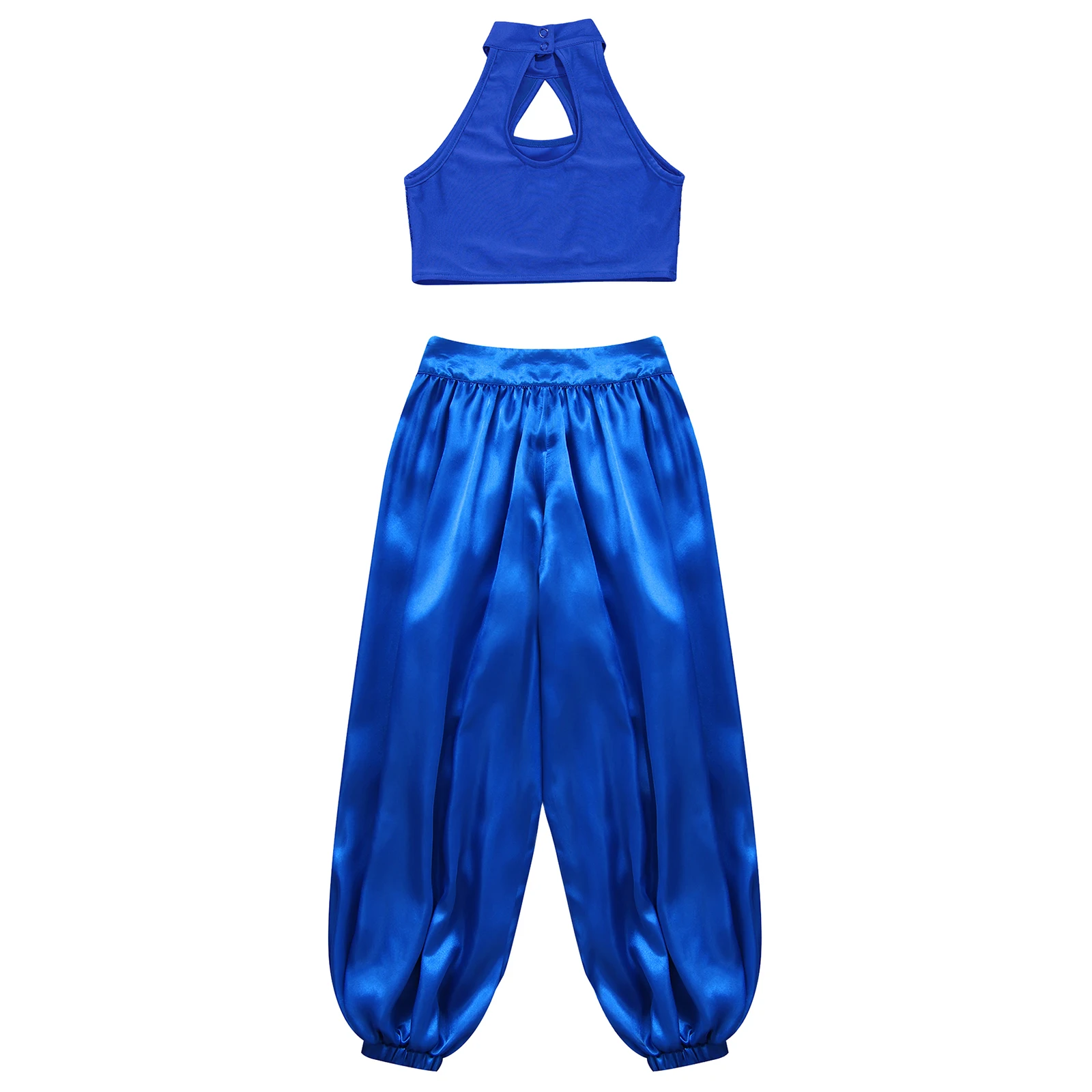 الفتيات Dancewear مجموعات الاطفال أكمام الترتر أزياء الرقص الشرقي المحاصيل الأعلى + البنطلونات السراويل أداء الرقص الشرقي وتتسابق