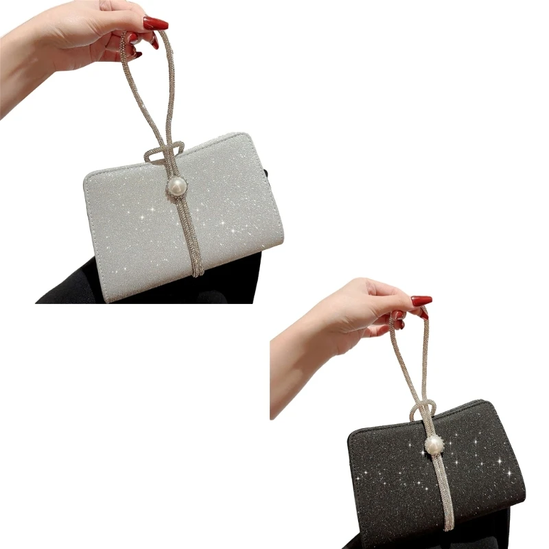 Sparkling Small Clutch Purse Evening Bag Detachable Chain Small Phone Wallet Purse Crossbody Bag Mini Chain Shoulder Bag