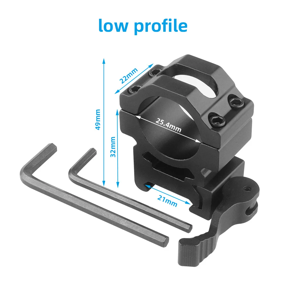 25.4mm QD スコープマウントリング 20mmレール クイックリリース トイガン 光学ライフルスコープサイトマウントアダプター レーザーフラッシュライトホルダー