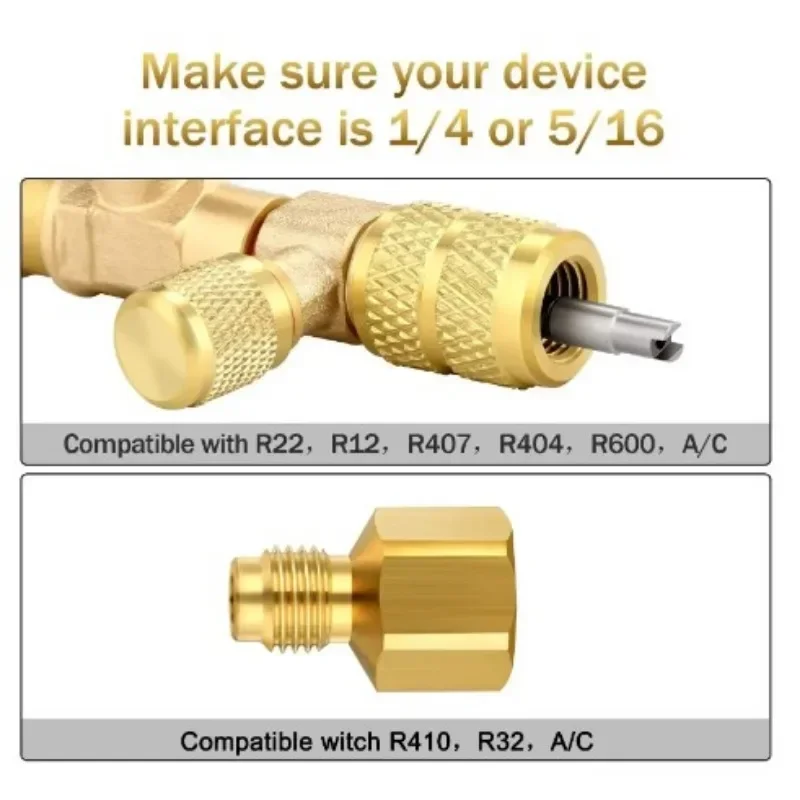 Valve Core Remover/Installer with Dual Size SAE 1/4 & 5/16 Port Air Conditioning Line Repair Tools for HVAC R32 R410A，New