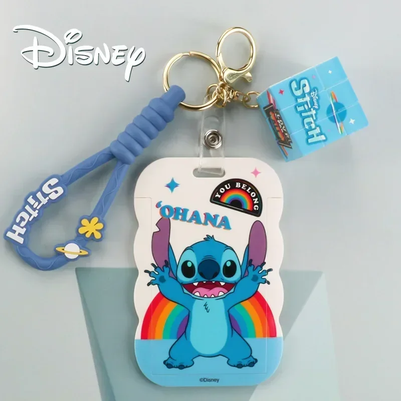 

New Disney Cartoon Stitch Card Holder Children School Bag Pendant Work ID Access Control Student Bus Cards Holder Birthday Gifts