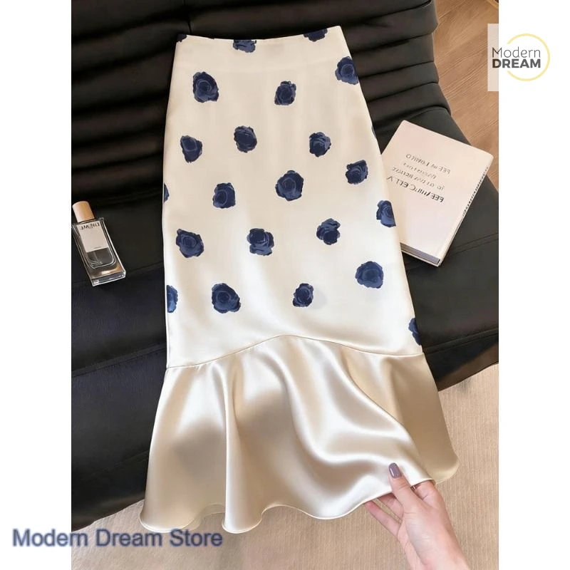 French style satin light luxury skirt women's summer new fashion western style gentle temperament elegant high-grade sense skirt