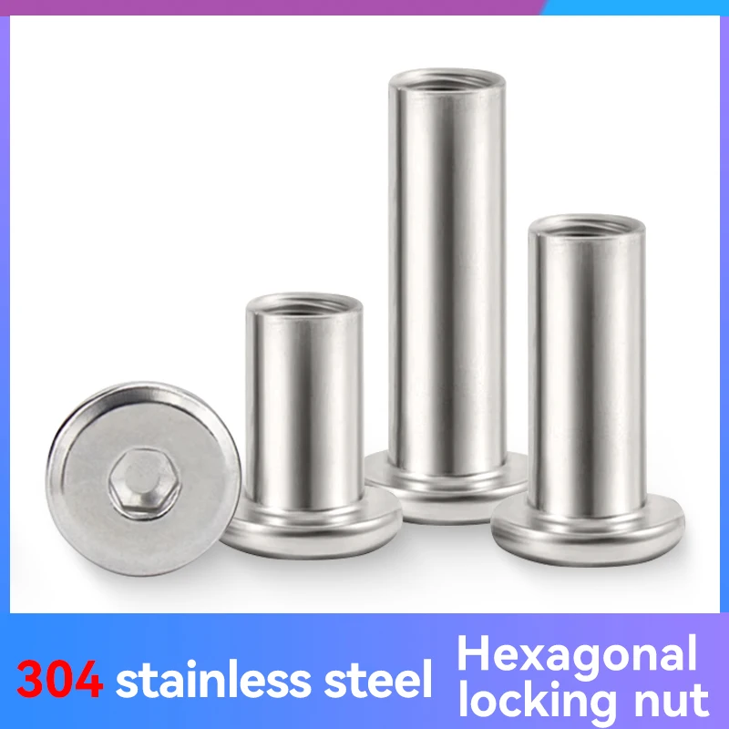 304ステンレス鋼製本バレルナット、六角ソケットキャップ、テレビ壁マウント用リベットインサート、家具、2-10個、m2、m3、m4、m5、m6、m8、m10