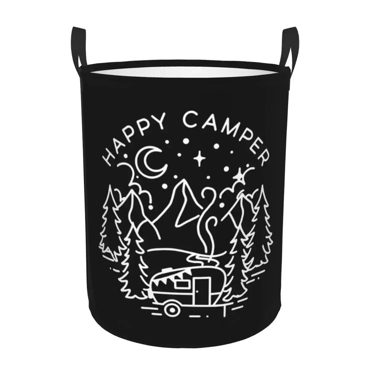 Camping Life Happy Camper Laundry Basket Collapsible Clothing Hamper Toys Organizer Storage Bins