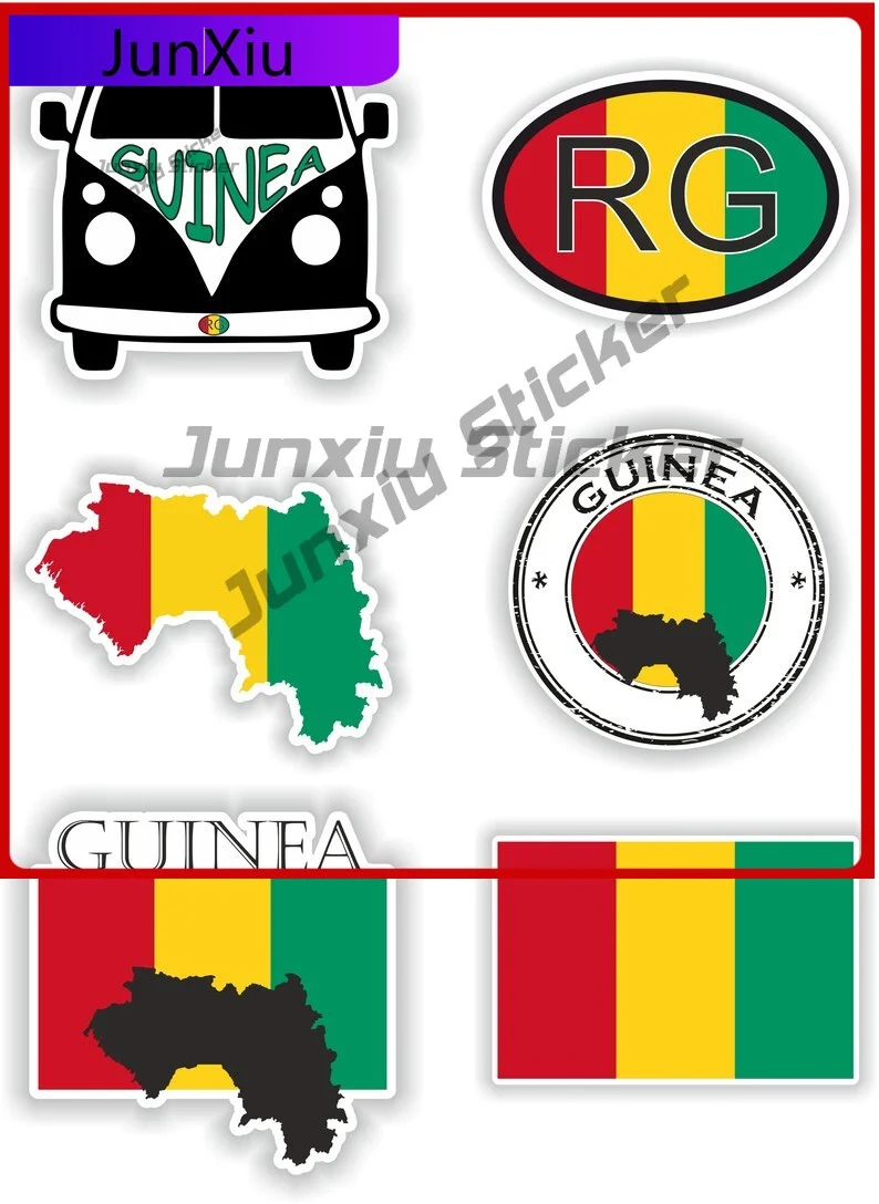 

Guinea Flag Vinyl Decals A Set Of Six Pieces Stickers Camping Car Decoration Camper Van Bicycle Decals Electronics Suv Cover Wat