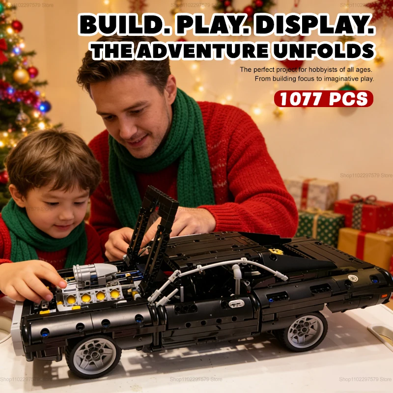 

Технический гоночный автомобиль, 1077 шт., модель строительных блоков, сложность, сборка кирпичей, коллекционная игрушка «сделай сам» для детей и взрослых, рождественские подарки