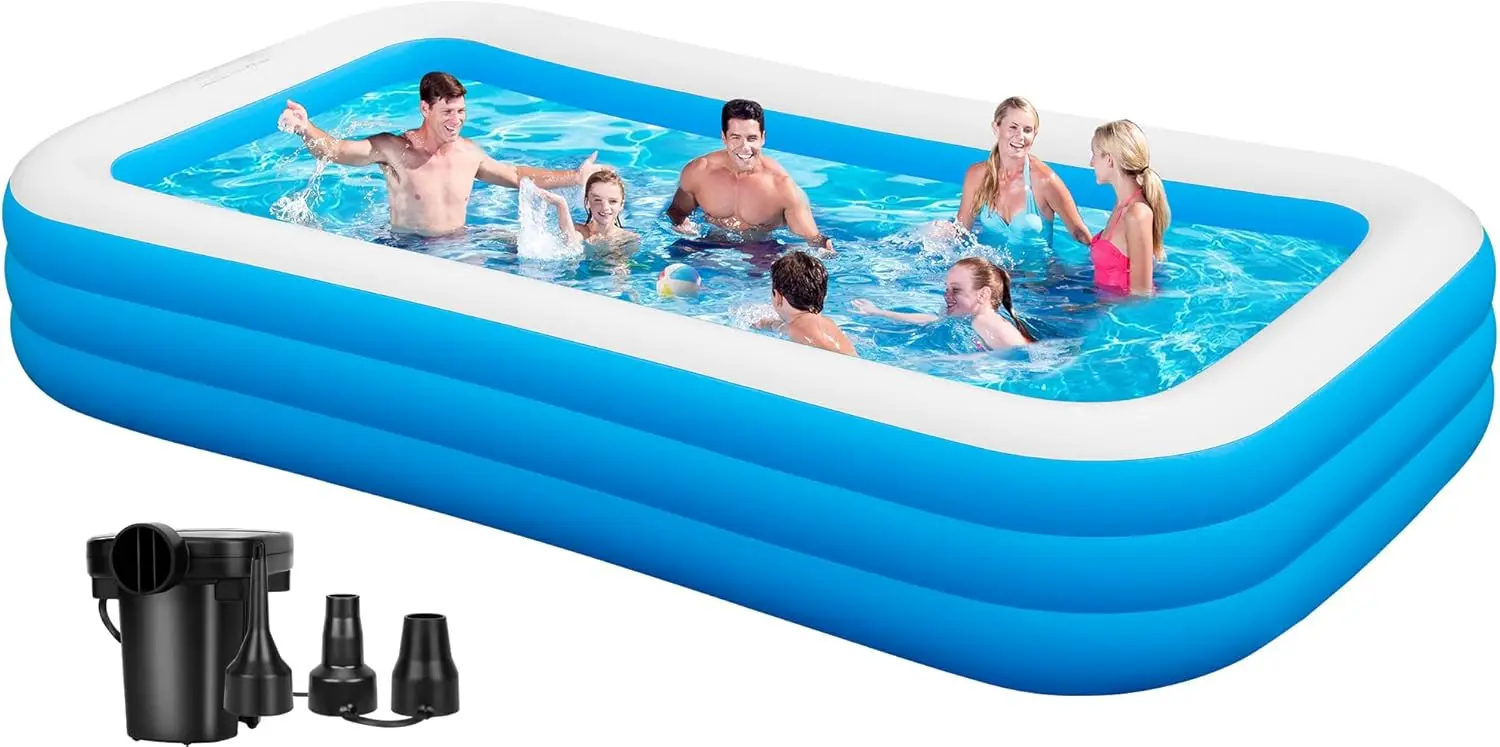 

Extra Large Inflatable Pool with , Full-Sized Blow Up Pool - 130'' x 72'' x 22'', Thickened Family Pools Water float Flotadores