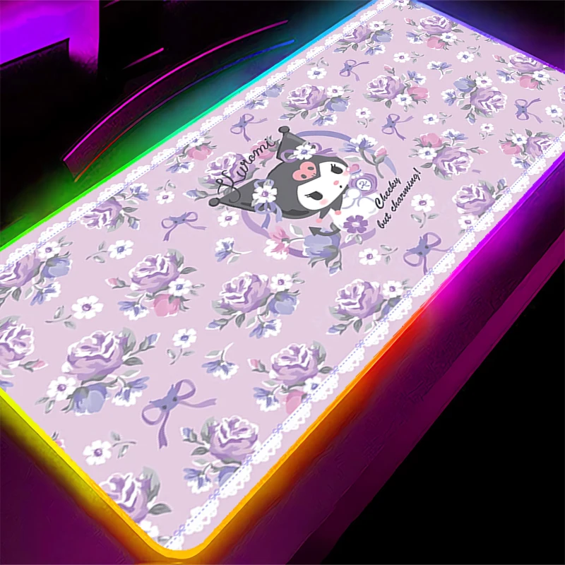 

Large E-sports RGB Mouse Pad Edge White Smooth Flexible Rubber Kuromi 90x40cm Gamer PC Computer Keyboard Backlight LED Mosuepad