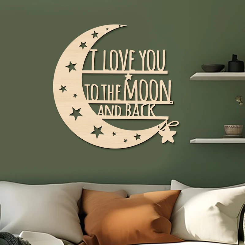 I Love You to the Moon and Back Sign Деревянные настенные буквы и знаки Подвесная настенная табличка с цитатой любви Настенный декор с монограммой