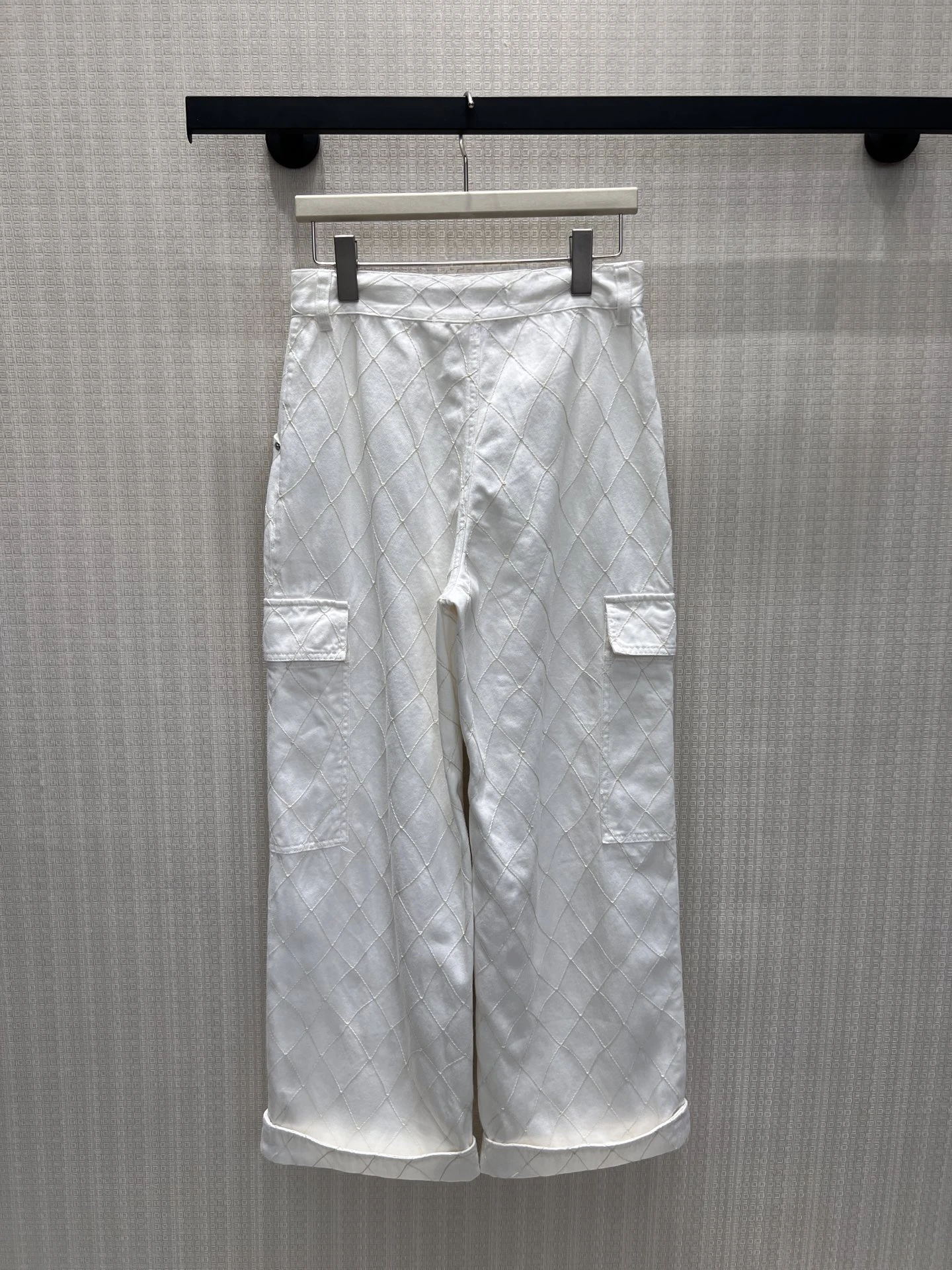 

Fashionable High Waist White Washed Pocket Workwear Denim Jeans Slimming Elegant Lightweight Autumn Season Girls Loose Fit
