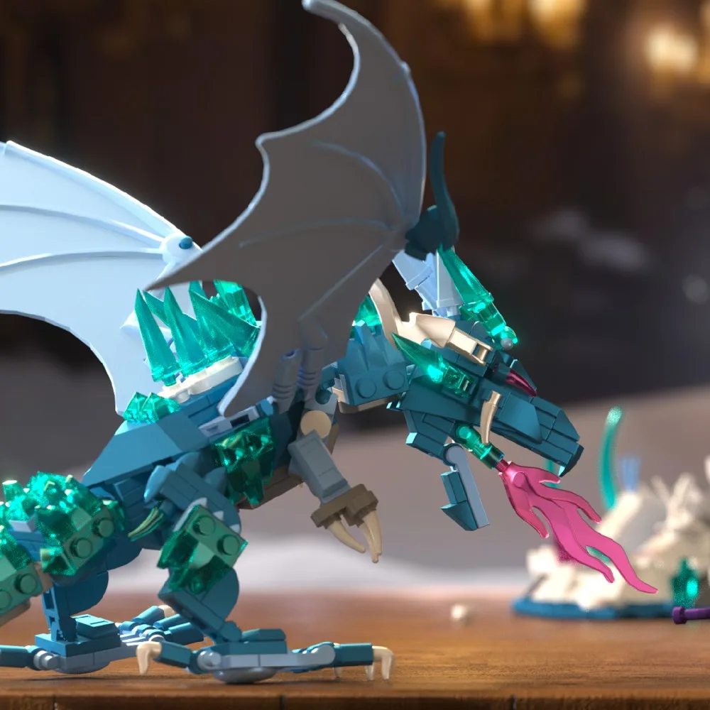 

Frostspire Dominion Castle 862pcs Building Set Giant Dragon Throne Movable Structure Medieval View Model Collection Gift