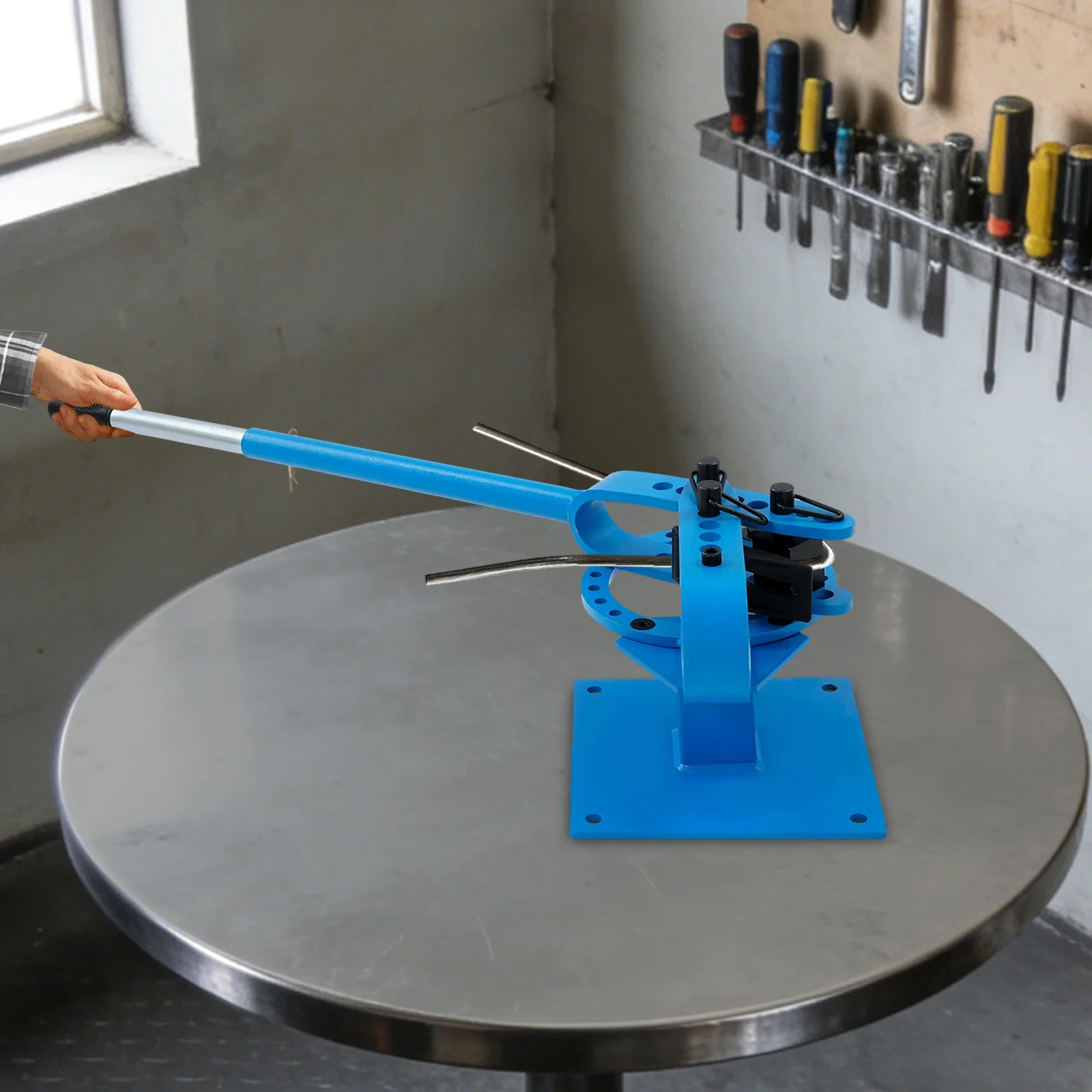 Manual Bending Machine, Heavy Duty Steel Rod Bender, 5/8 inch Thick 1-15/16 inch Wide, Long Handle Leverage, Metal Bender for Workshop