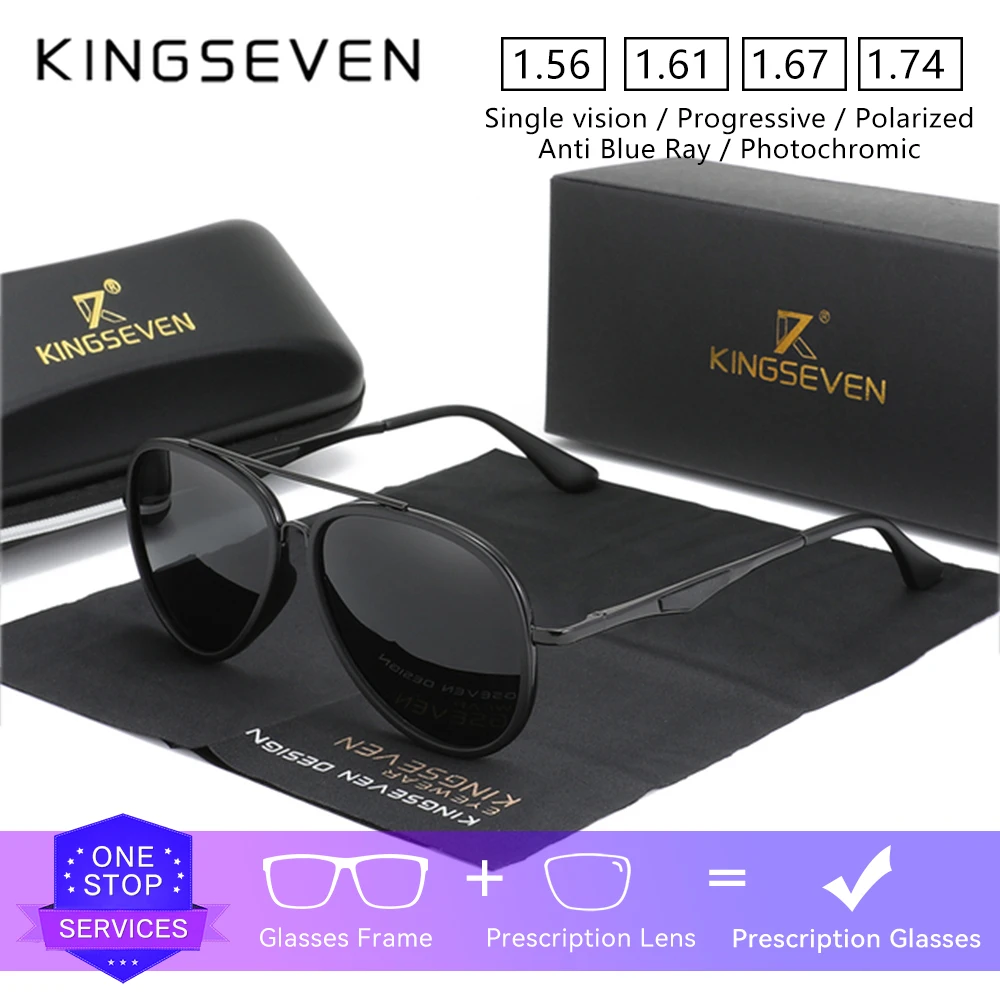 

KINGSEVEN ретро рецептурные пилотные новые солнцезащитные очки для близорукости и дальнозоркости прогрессивные очки для вождения на открытом воздухе очки с оптическими линзами