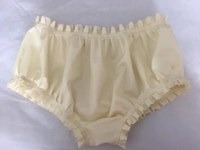 100% Latex Sexy 0.4mm White Rubber Underwear With Penile Hole Panties