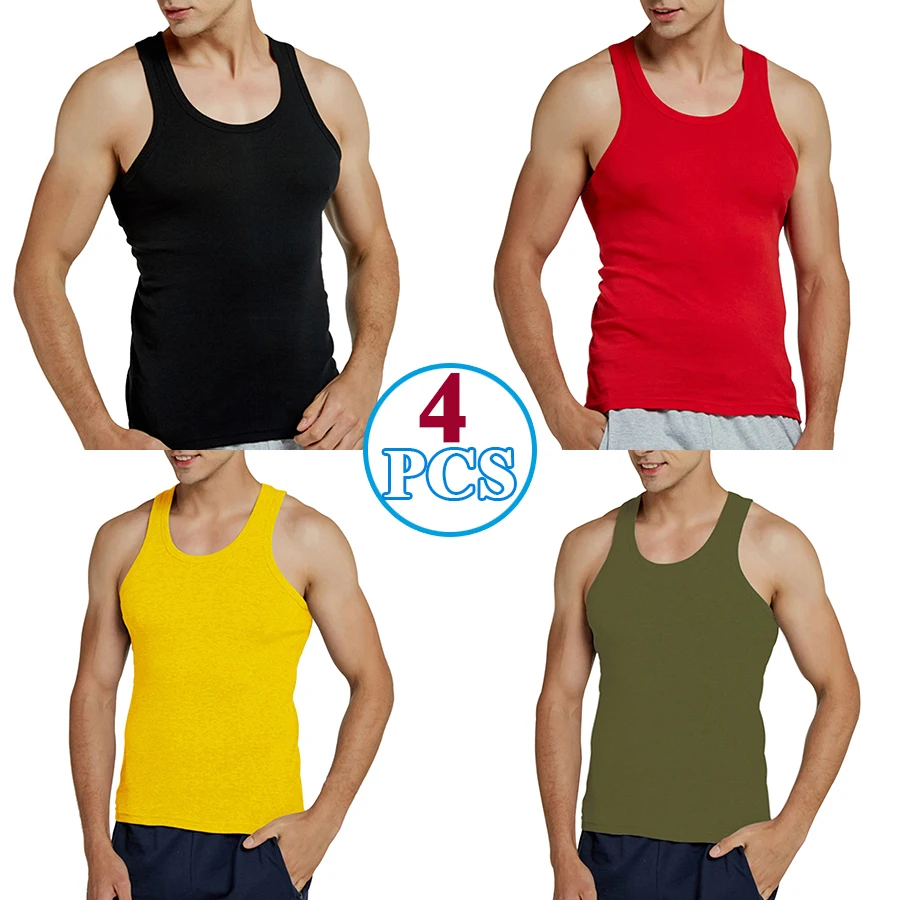 Tank Tops Men 100% Cotton Running Vest Fitness Cool Top Gym Sport Slim Colorful Outdoor Casual Undershirt Male Gift 7 Colors