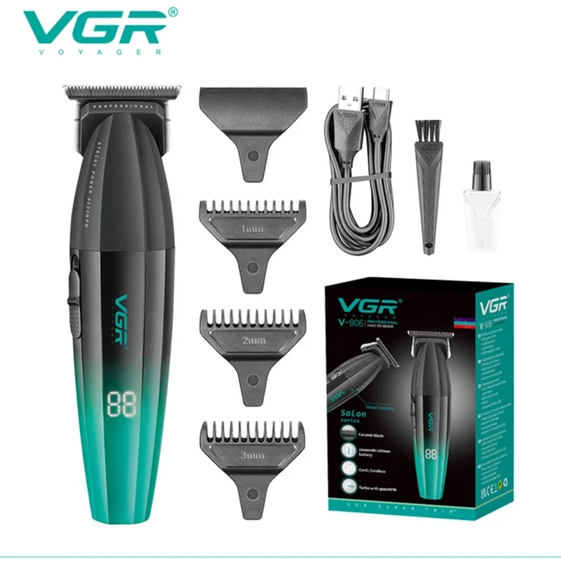 VGR Professional Hair Trimmer Barber Electric Rechargeable Hair Clipper Beard Haircut Kit Machine Facial Trimer For Men V-906