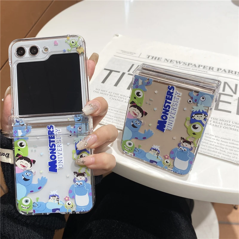 Anime Disney Monsters University Stitch Minnie Mickey Mouse Korean Style For Samsung Galaxy Z Flip 3 4 5 6 Cover Phone Case Gift