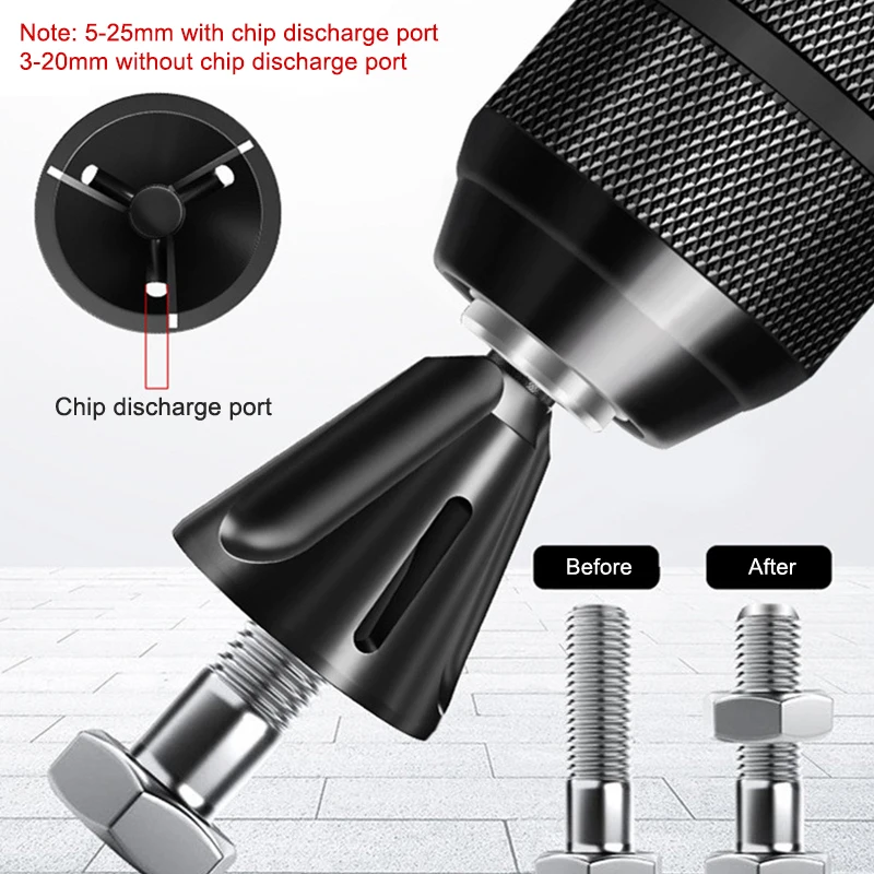 Sbavatura in acciaio al tungsteno smusso filettatura Trimmer lega rimuovere Burr vite asta bullone sbavatura strumento