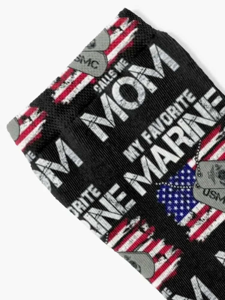 Marine Mom Gift, My Favorite Marine Calls Me Mom, Military Mother Socks summer custom soccer anti-slip Socks Woman Men's